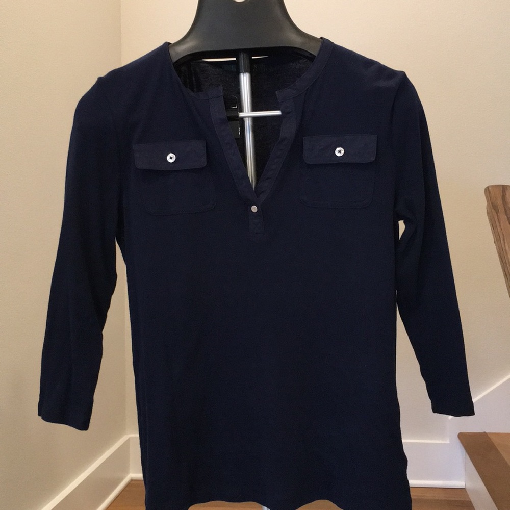 Ralph Lauren Navy Blue Long Sleeve Henley Top